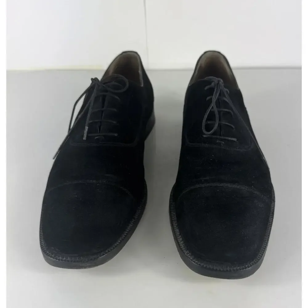 Salvatore Ferragamo Black Suede Square Toe Oxford Men's Shoes US 11.5 B